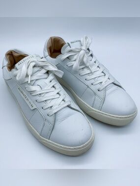 AllSaints Sheer White Leather Low-Top Lace-Up Sneakers
